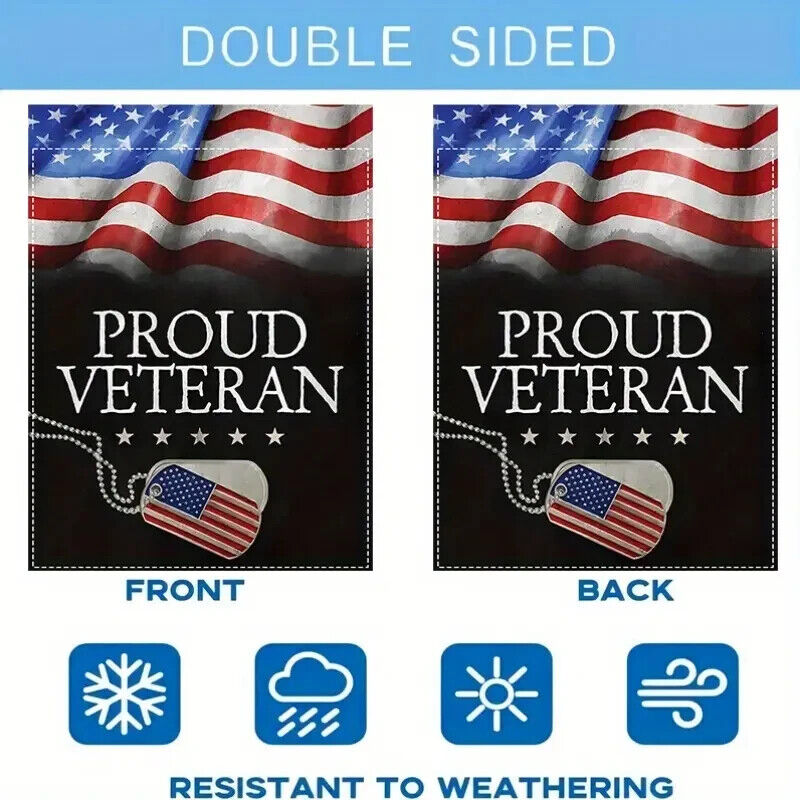 Patriotic Proud Veteran Burlap Garden Flag Double-Sided 12" x 18" NEW! Home & Garden:Yard, Garden & Outdoor Living:Décor:Flags Cozy Home Treasures